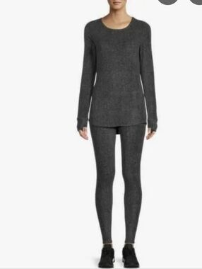 NWOT Climateright By Cuddl Duds 2 Piece Set Stretch Fleece Gray Womens Size S
